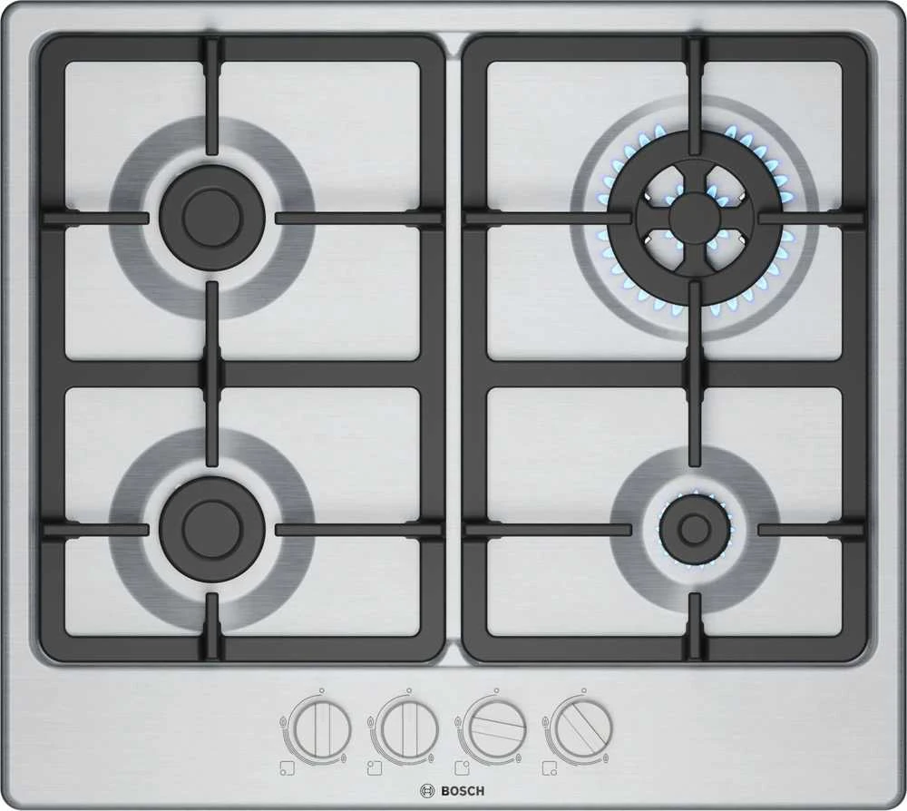 Bosch Serie 4 PGH6B5K90 hob Nerūdijantis plienas Built-in 60 cm Gas 4 zone(s)