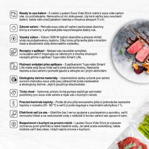 Maisto ruošimo vakuume įrenginys  Lauben Smart Sous Vide 1200SB