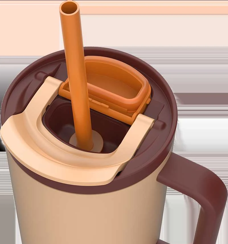 Termopuodelis su teleskopiniu šiaudeliu Kambukka Rio Tumbler 950ml Almond Dream