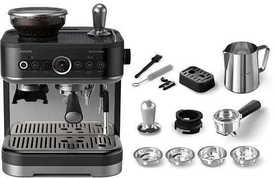 Kavos aparatas Philips | Espresso Aparatas | PSA3218/10 Barista Brew | Slėgis 15 bar | Su pieno plakikliu | Semi-automatinis | 1350 W | Juodas