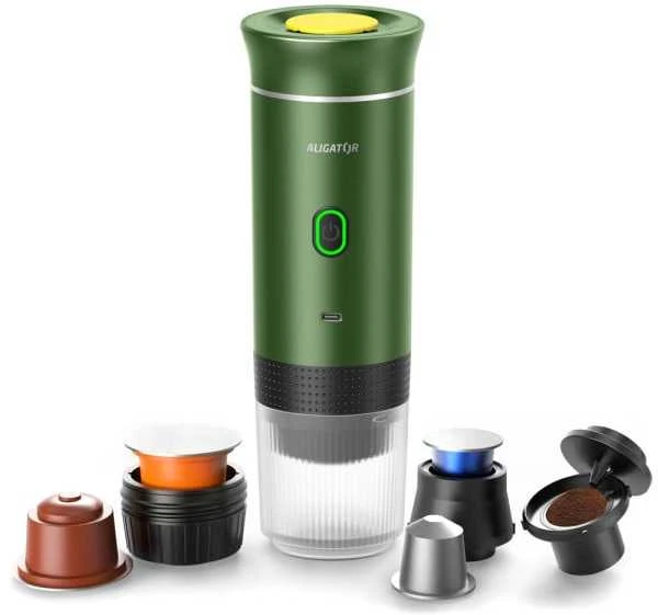 Kavos aparatas Portable kavos virimo aparatas ALIGATOR PortaCaffé 3in1 žalias