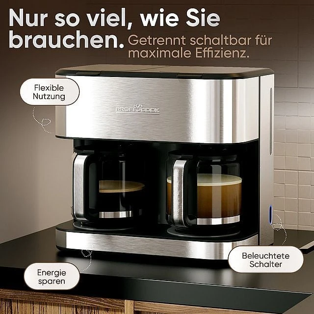 Espreso lašelinis kavos aparatas PC-KAD 1308 INOX PROFICOOK