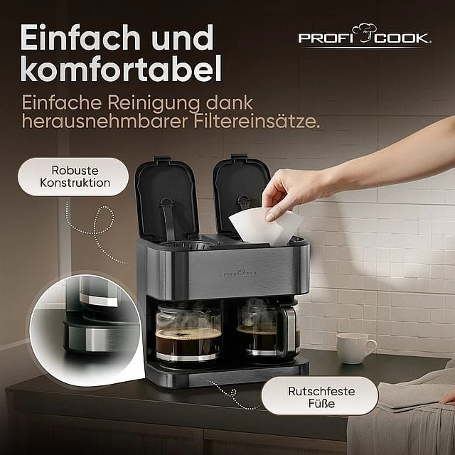 Espreso lašelinis kavos aparatas PC-KAD 1308 DARK INOX PROFICOOK