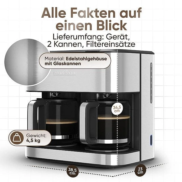 Espreso lašelinis kavos aparatas PC-KAD 1308 INOX PROFICOOK