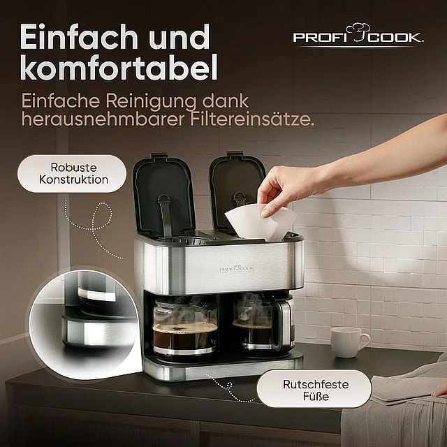 Espreso lašelinis kavos aparatas PC-KAD 1308 INOX PROFICOOK