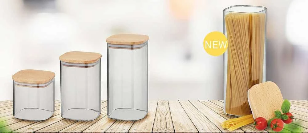 KELA Stiklinis indas su bambukiniu dangteliu NEA, 1,5 l