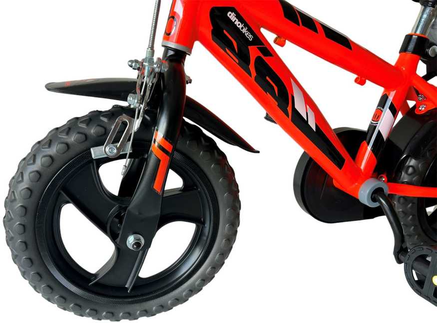 Kubisport Vaikiškas dviratis 12 colių su pagalbiniais ratukais oranžinis Dino Bikes (Kub_05-CSK5123K-OR)