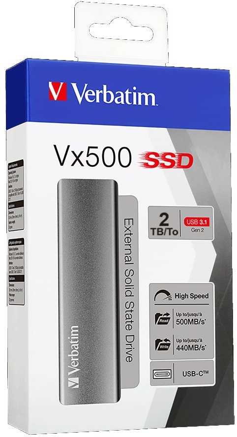 Verbatim Išorinis kietasis diskas SSD Vx500 2TB Sidabrinis