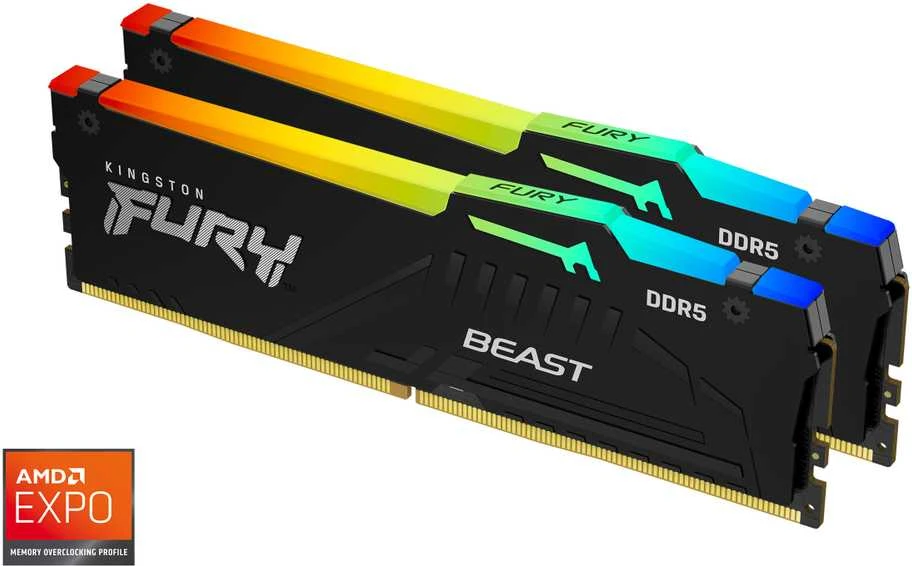 RAM KINGSTON 64GB 6000MT/s DDR5 CL36 DIMM rinkinys iš 2 FURY Beast RGB EXPO