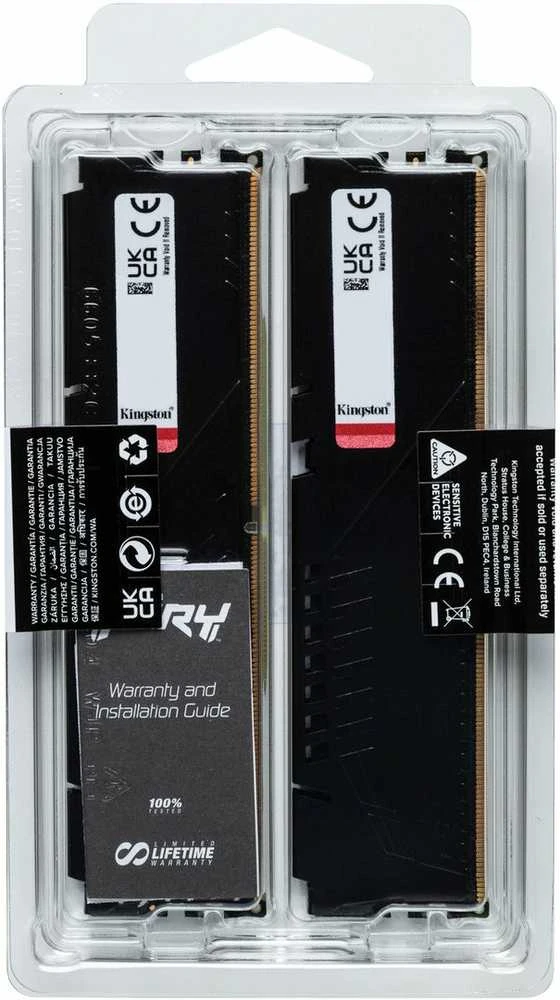 Vidinė atmintis (RAM)  Kingston FURY Beast DDR5 16GB (2x8GB) 5200MT/s DDR5 CL40 DIMM Desktop Gaming Memory Kit with 2 - KF552C40BBK2-16