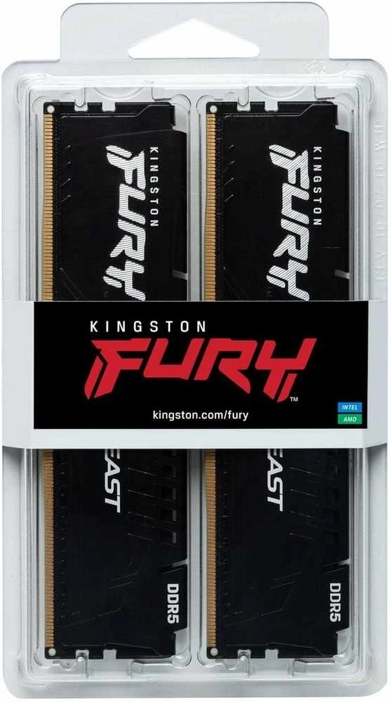 RAM KINGSTON 16GB 5600MHz DDR5 CL40 DIMM 2 vnt. rinkinys FURY Beast Juodas