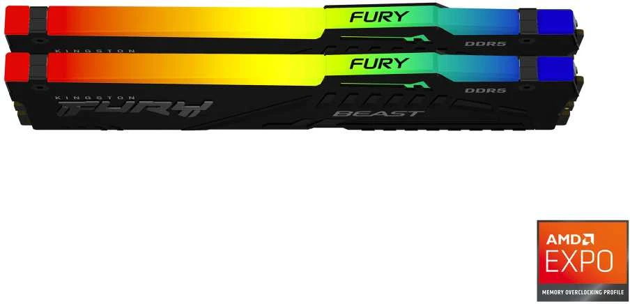 Kingston DRAM 16GB 6000MT/s DDR5 CL36 DIMM (2 vnt. rinkinys) FURY Beast RGB EXPO