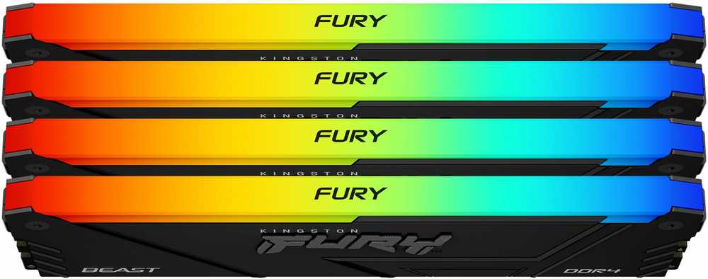 RAM „Kingston KF436C17BB2AK4/32“ 32 GB 3600 MT/s DDR4 CL17 DIMM (4 vnt. rinkinys) „FURY Beast RGB“ | „Kingston“