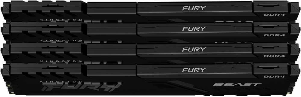 RAM Kingston KF432C16BB1K4/64 64GB 3200MHz DDR4 CL16 DIMM (Kit of 4) 1Gx8 FURY Beast Juodas | Kingstonas