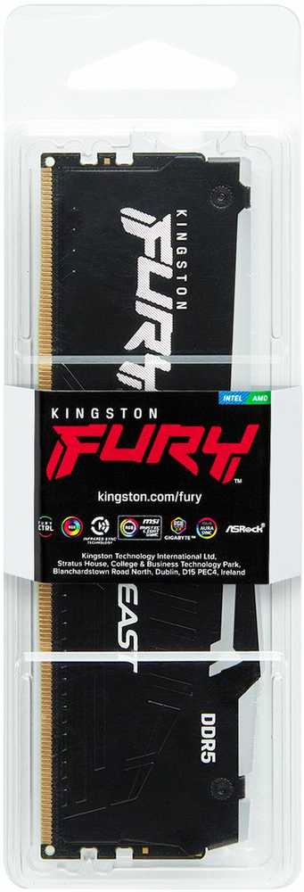 RAM „Kingston KF556C40BBA-32“ 32 GB 5600 MT/s DDR5 CL40 DIMM FURY Beast RGB atmintis | Kingstonas