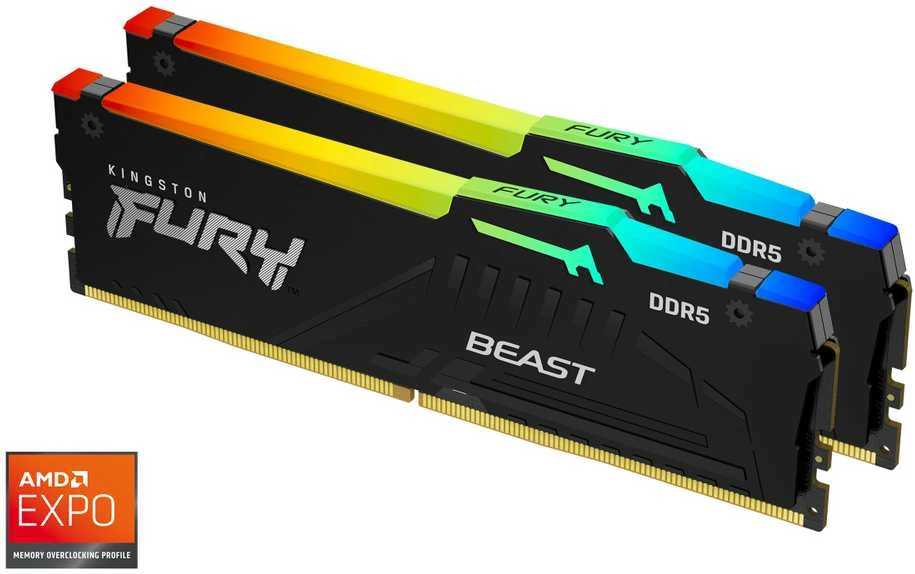 RAM Kingstonas | Fury Beast RGB | 32 komplektas (16GBx2) GB | DDR5 | 5600 MHz | PC/serveris | Registracijos Nr. | ECC Nr