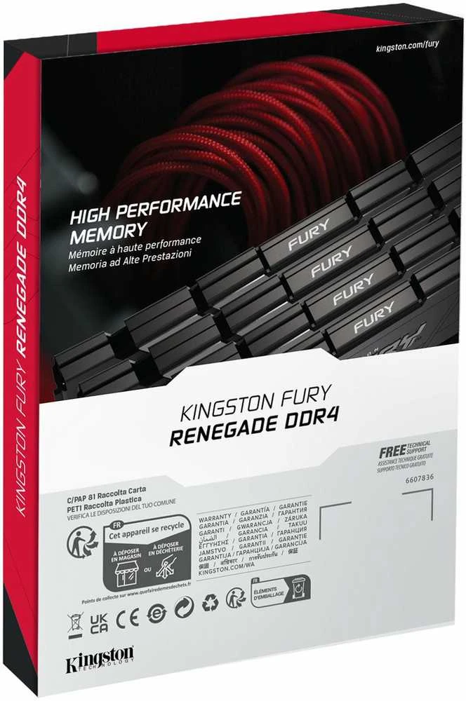RAM Kingston KF436C16RB12/16 16GB 3600MT/s DDR4 CL16 DIMM 1Gx8 FURY Renegade Juodas | Kingston