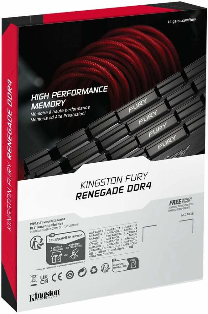RAM Kingston KF436C16RB2/8 8GB 3600MT/s DDR4 CL16 DIMM FURY Renegade Juodas | Kingston