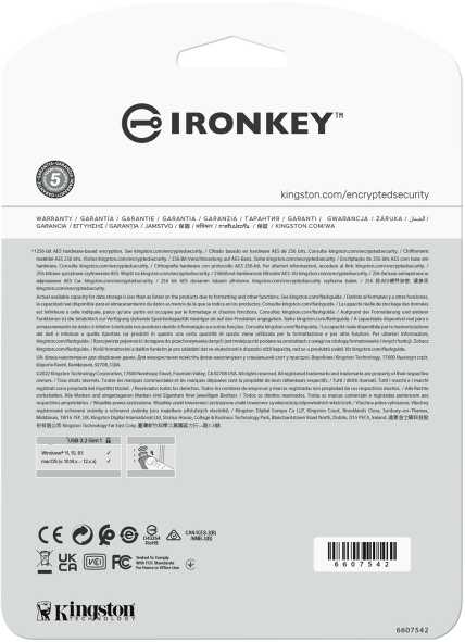 Kingston „IronKey Vault Privacy 50“ 256 GB USB 3.0 256 bitų AES šifravimas
