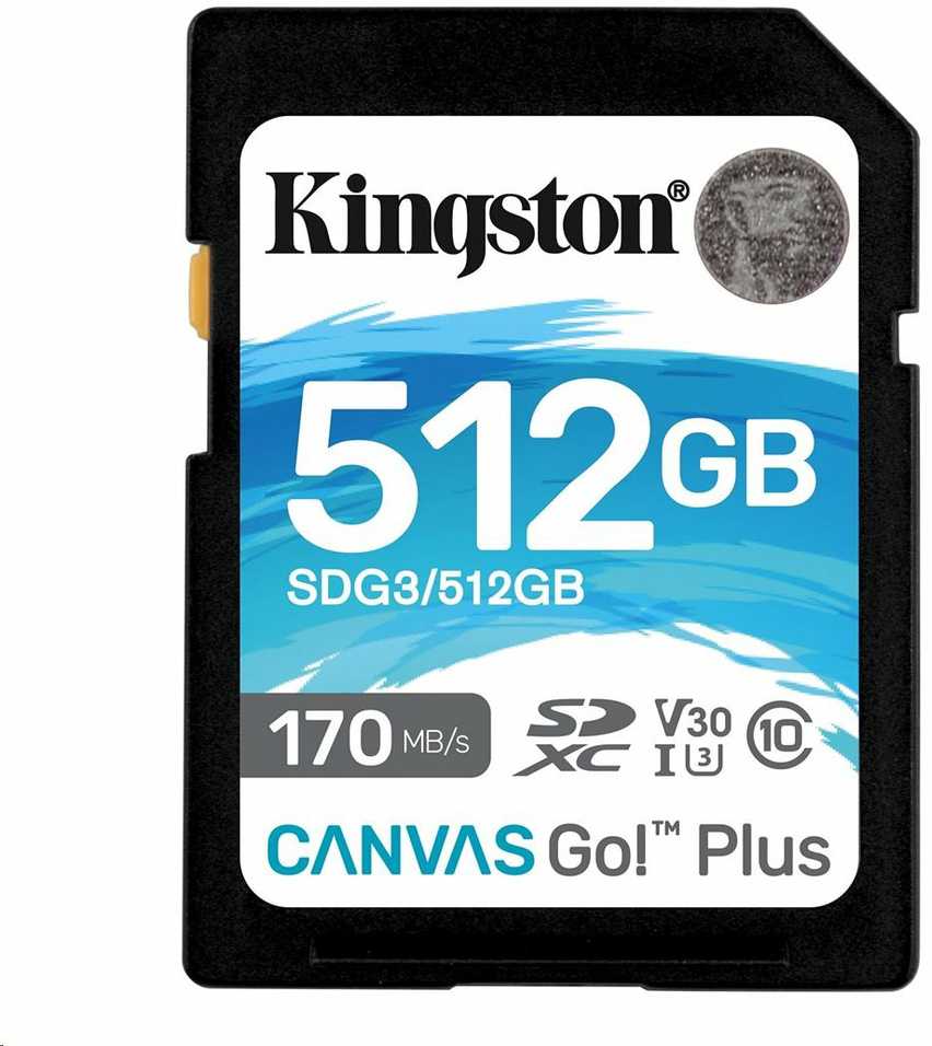 Atminties kortelė Kingston SDXC Canvas Go Plus 512GB 170R C10 UHS-I U3 V30