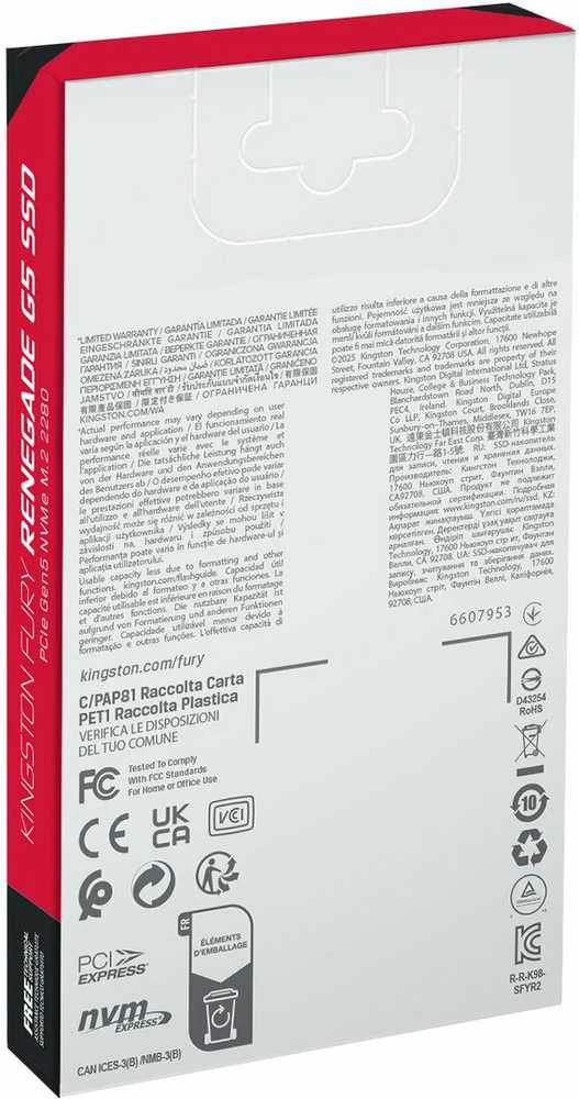 „Kingston Technology Fury Renegade G5“ 4 TB M.2 2280 NVMe SSD diskai