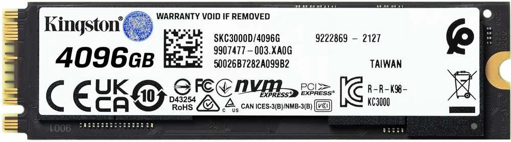 KINGSTON KC3000 4096GB PCIe 4.0 NVMe M.2 SSD
