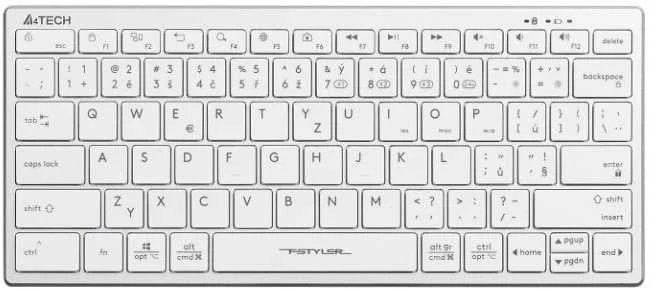 A4tech klaviatūra FBX51C, biuro klaviatūra, membrana, bevielė, CZ/SK, balta