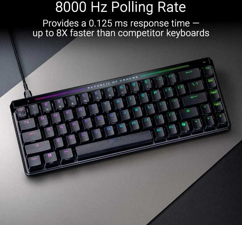 Klaviatūra žaidimams Asus ROG Falchion Ace Asus ROG HFX su laidu magnetyczno-mechaninė su pašvietimu juoda