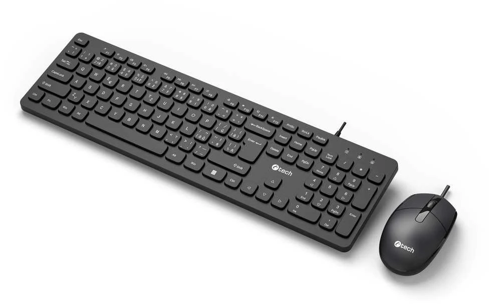 Klaviatūra ir pelė C-Tech Przewodowy USB CZ/SK KBM-105 (KBM-105-BL)
