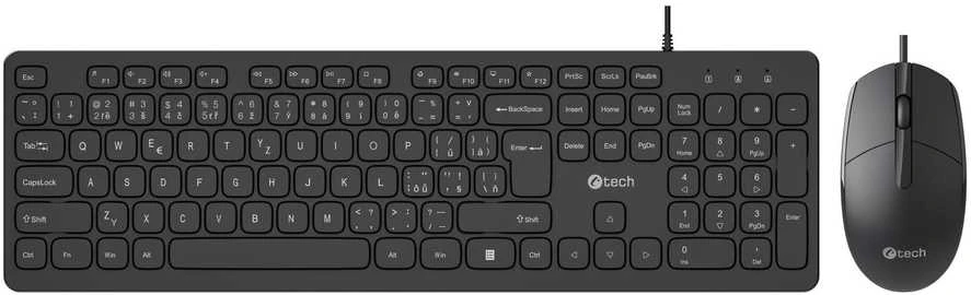Klaviatūra ir pelė C-Tech Przewodowy USB CZ/SK KBM-105 (KBM-105-BL)