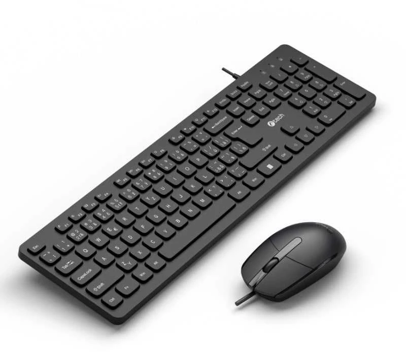 Klaviatūra ir pelė C-Tech Przewodowy USB CZ/SK KBM-105 (KBM-105-BL)