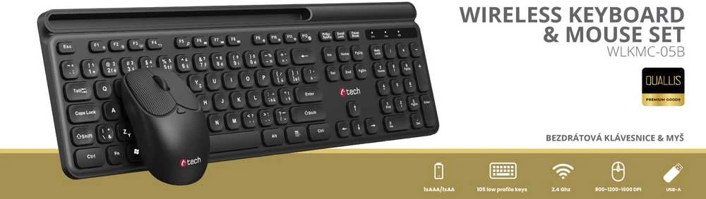 Klaviatūra ir pelė C-Tech WLKMC-05B
