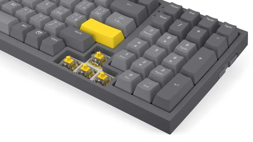 Klaviatūra žaidimams ENDORFY Celeris 1800 ENDORFY Geltona by Gateron belaidė mechaninė su pašvietimu pilka