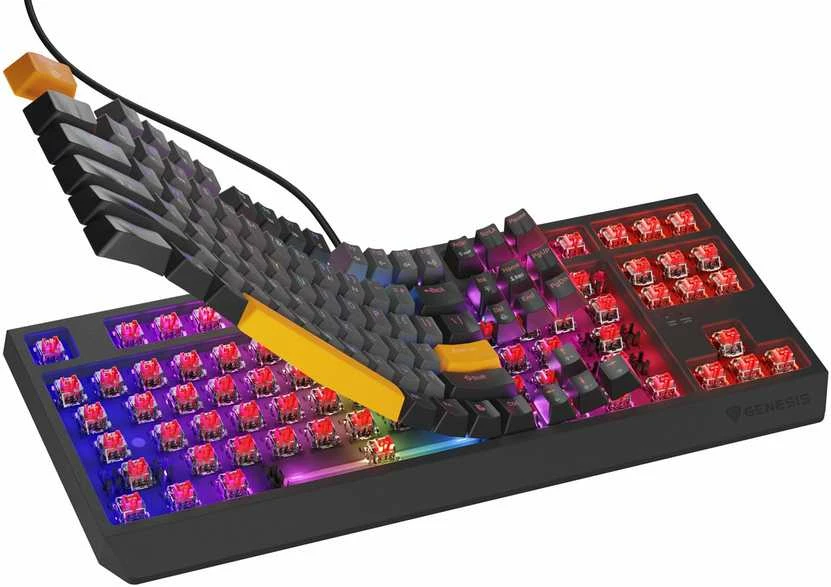 Genesis | THOR 230 TKL | Mechaninė klaviatūra žaidimams | su laidu | US | Outemu Raudona | Anchor Gray Negative