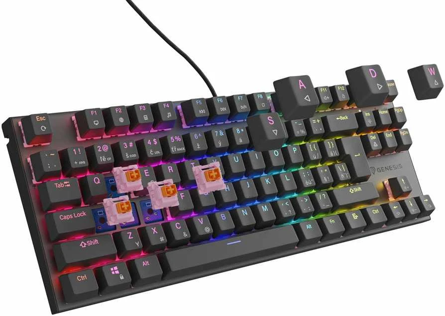 GNS Klaviatūra žaidimams GENESIS THOR 303 TKL CZ/SK su pašvietimu RGB mechaninė SILENT SWITCH Juoda