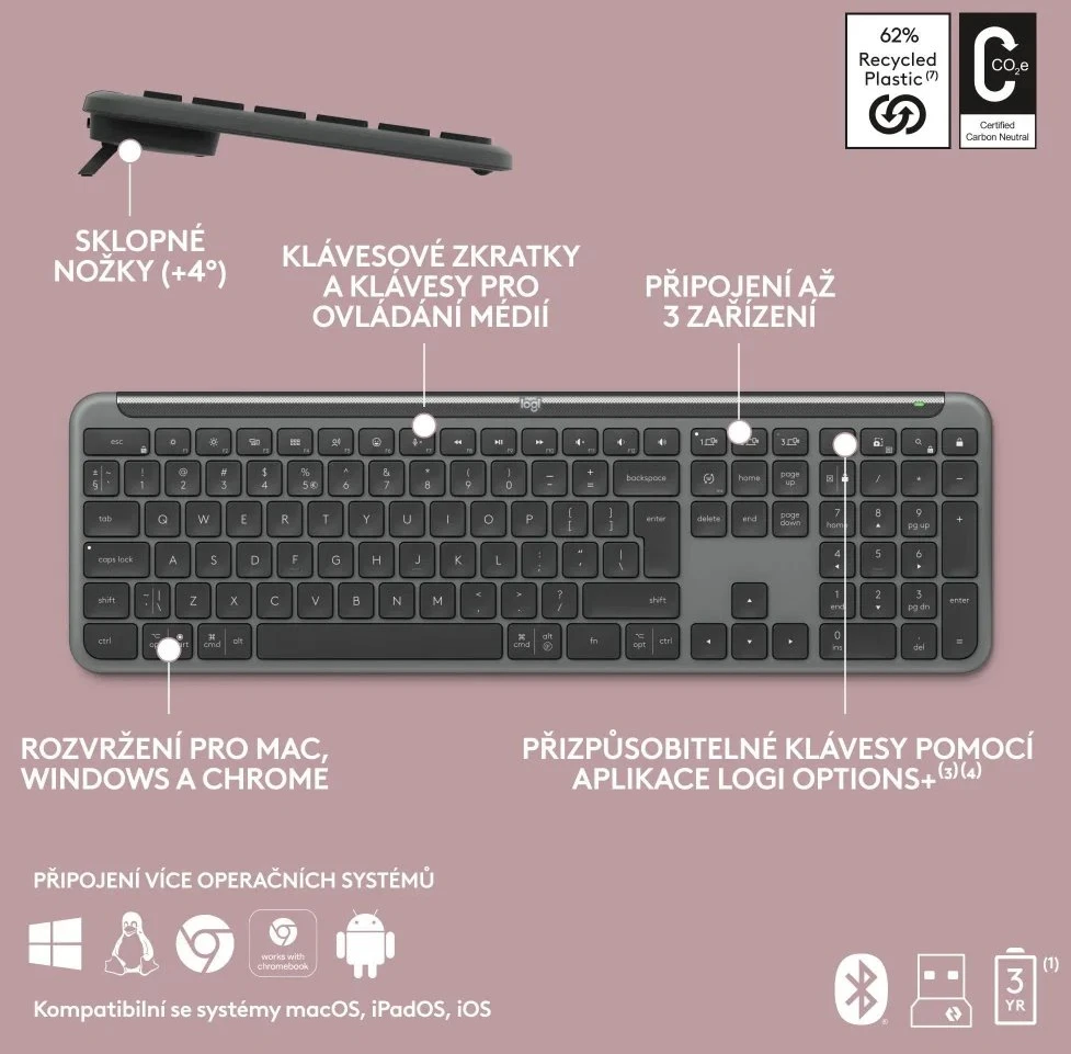 Klaviatūra Logitech K950 Graphite - CZ/SK