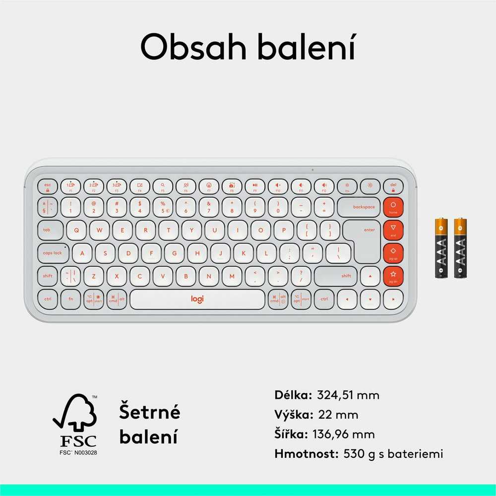 Klaviatūra LOGITECH POP ICON KEYS - OFF Baltas - US INT'L - BT - INTNL-973