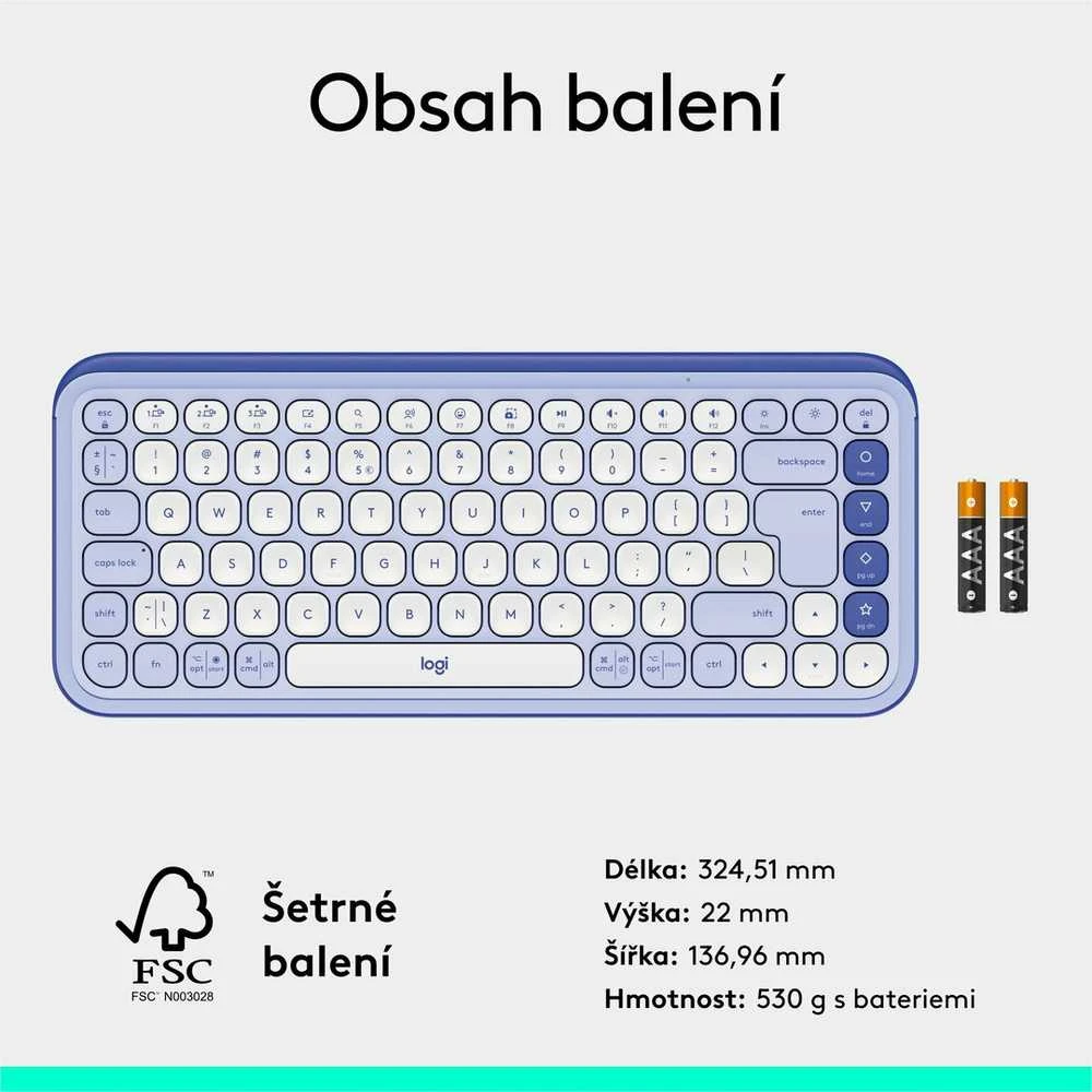 Klaviatūra LOGITECH POP Piktogramų klavišai – ALYVINĖ – JAV INT'L – BT – INTNL-973