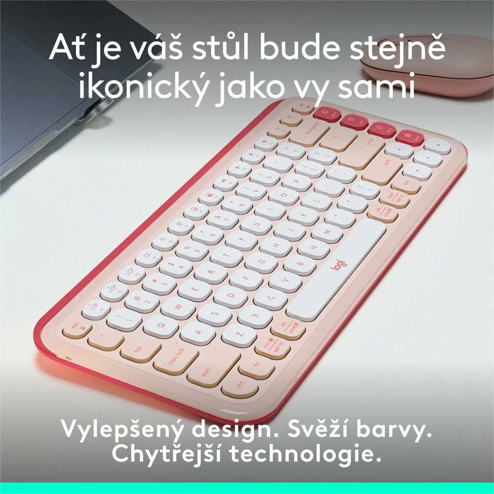 Klaviatūra LOGITECH POP Piktogramos klavišai – ROSE – JAV INT'L – BT – INTNL-973