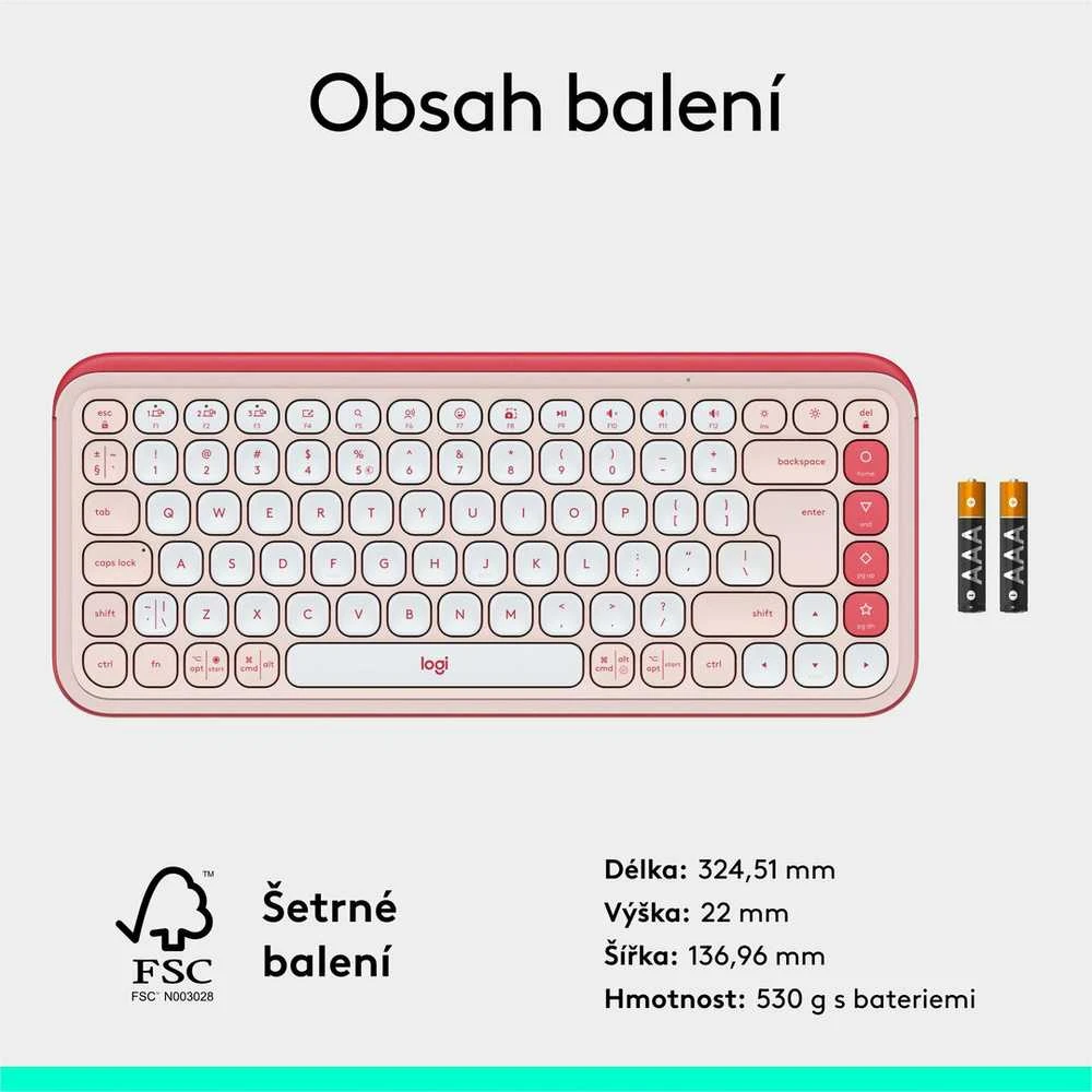 Klaviatūra LOGITECH POP Piktogramos klavišai – ROSE – JAV INT'L – BT – INTNL-973