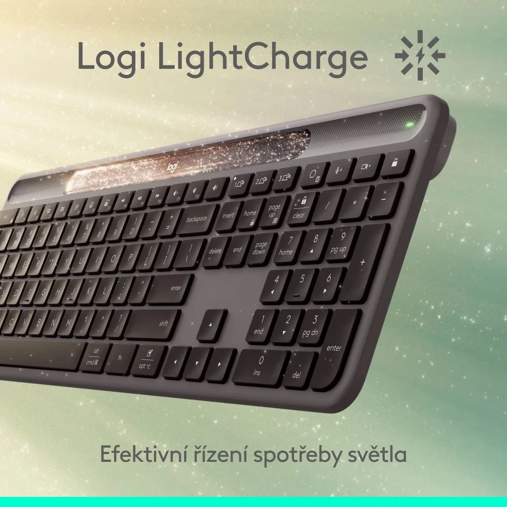 Klaviatūra „Logitech Signature Slim Solar“, grafito spalvos – CZ/SK