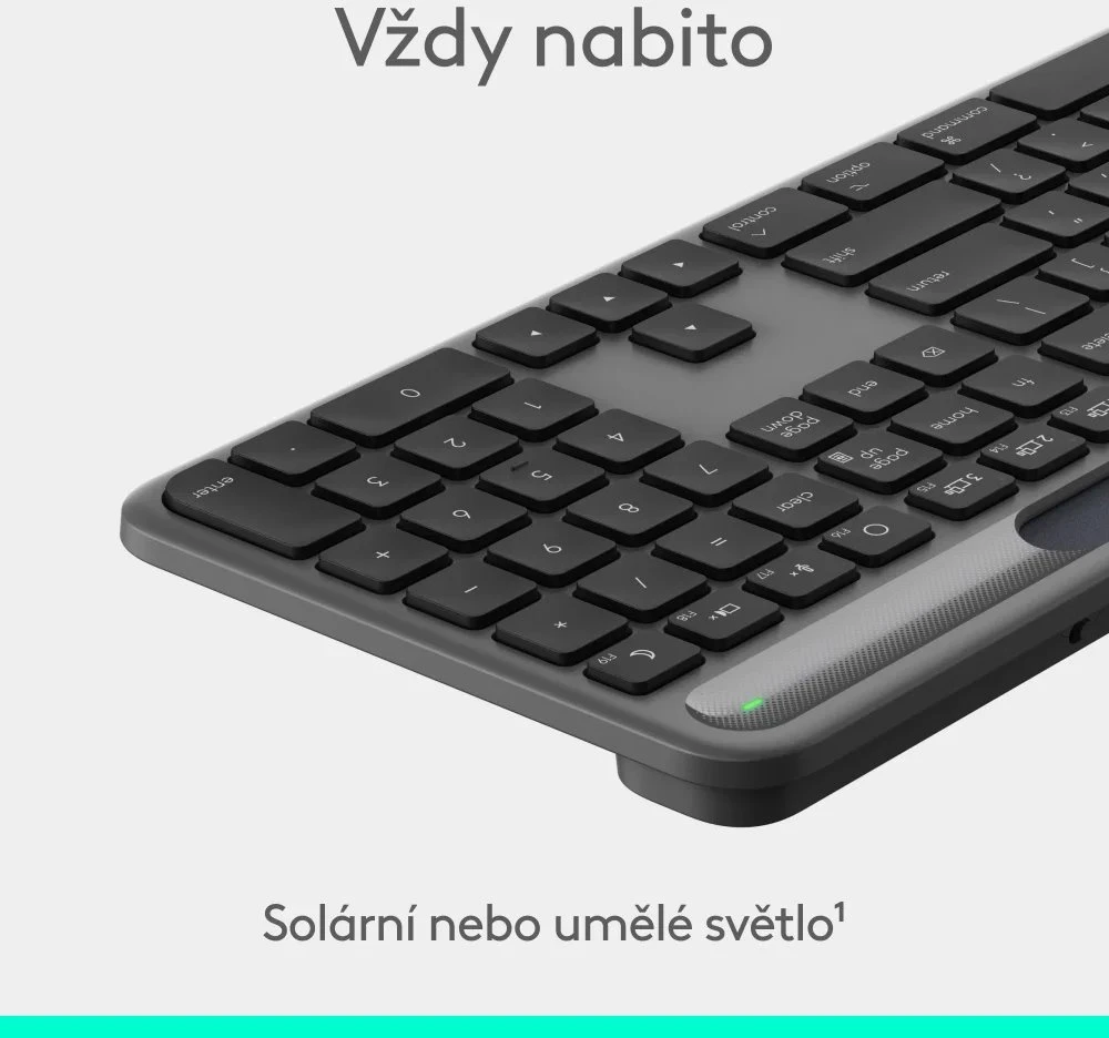 Klaviatūra „Logitech Signature Slim Solar“, grafito spalvos – CZ/SK