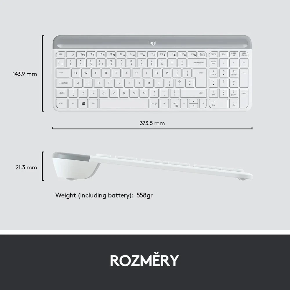 Klaviatūra Logitech Slim Belaidis rinkinys MK470, Baltas - CZ/SK