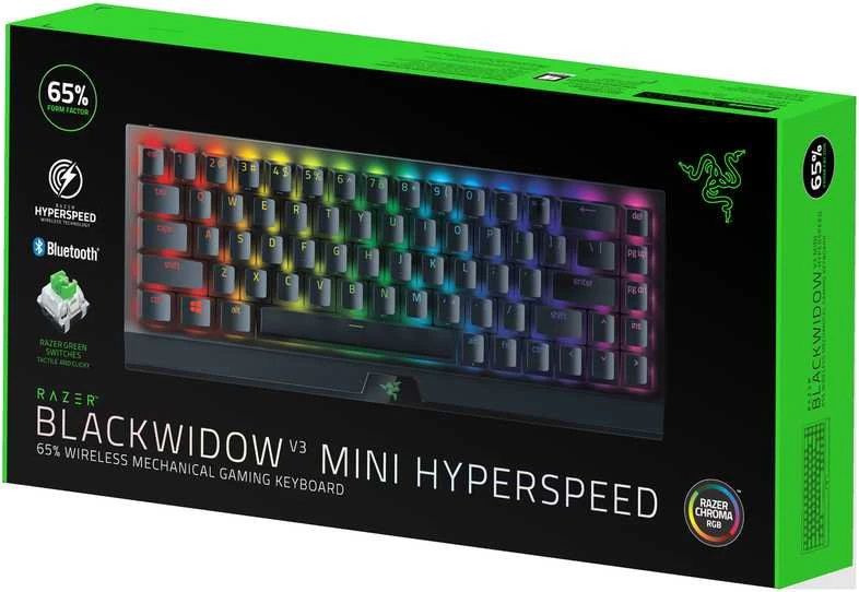 Belaidė 65% Klaviatūra Razer BlackWidow V3 Mini HyperSpeed su Razer Chroma RGB, Green Switch, US išdėstymas