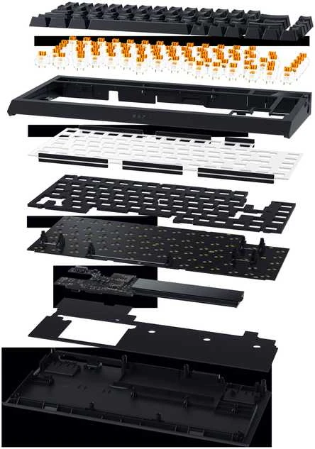 Razer | BlackWidow V4 Pro 75% | Mechaninė klaviatūra žaidimams | 4K Hz Wireless | US | Juodas | Oranžinis Tactile Switches Gen‑3 | Belaidė jungtis