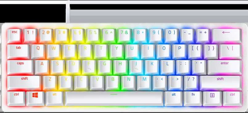 60% Mechaninė Žaidimų klaviatūra Razer Huntsman Mini Mercury Edition, Clicky Optical Switch (Purple), US išdėstymas