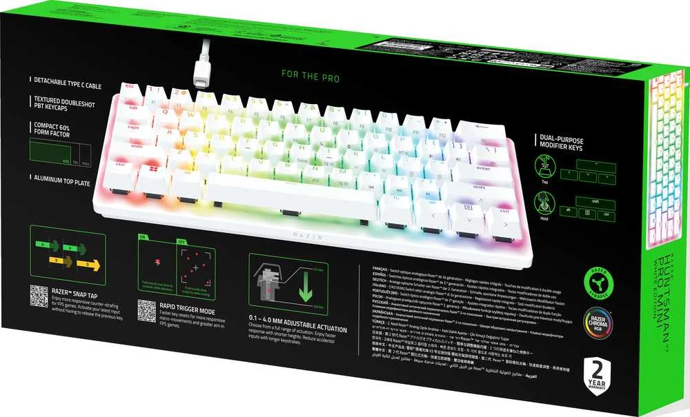 Razer Huntsman V3 Pro Mini Klaviatūra žaidimams, US išdėstymas, Baltas Edition | Razer
