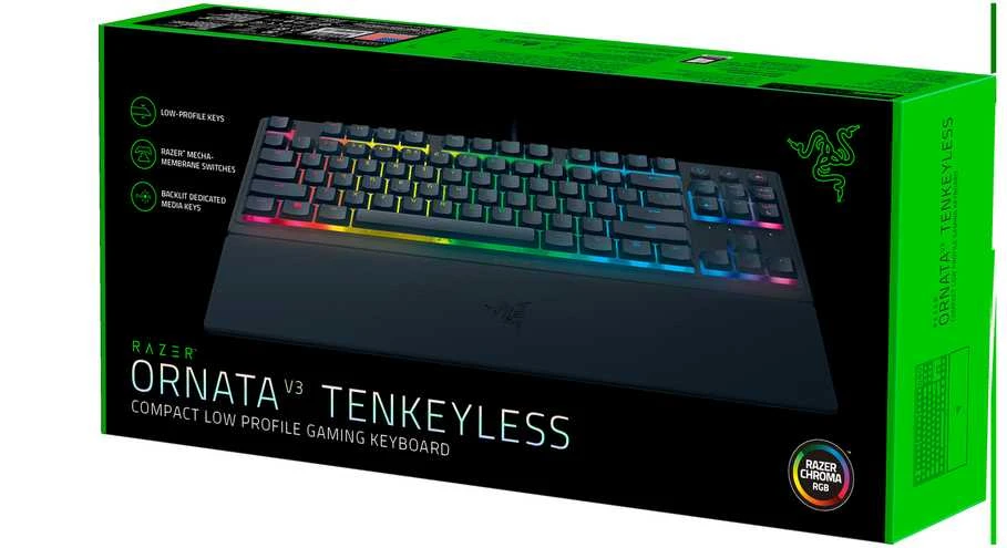 Razer | Ornata V3 Tenkeyless | Mechaninė klaviatūra žaidimams | su laidu | RGB LED pašvietimas | US | Juodas