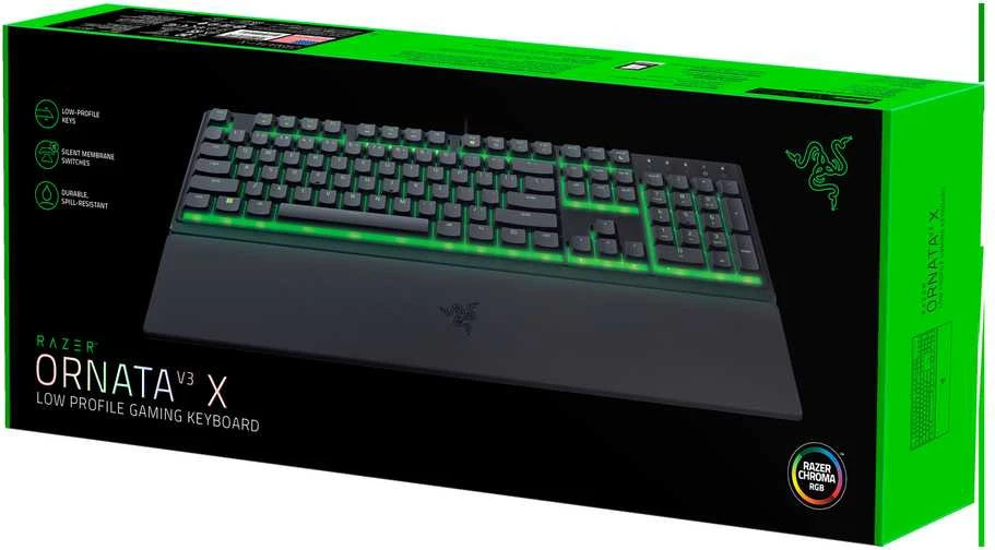 Razer | Klaviatūra žaidimams | Ornata V3 X | Klaviatūra žaidimams | su laidu | RGB LED pašvietimas | US | Silent Membrane | Juodas