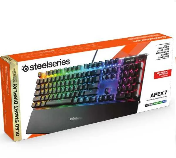 Žaidimų klaviatūra SteelSeries Apex 7, US kalba, Red apšvietimas, Juodos spalvos